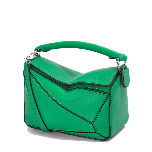 LOEWE/羅意威 Puzzle系列 女士迷你叢林綠色小牛皮斜挎單肩手提拼圖包0010640464