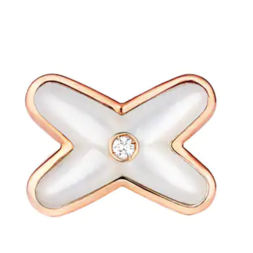 Chaumet/尚美 2022春夏新款 Jeux de Liens系列 18k金玫瑰金飾珍珠母貝鑲嵌單顆鉆石單只耳釘耳環(huán) 083469