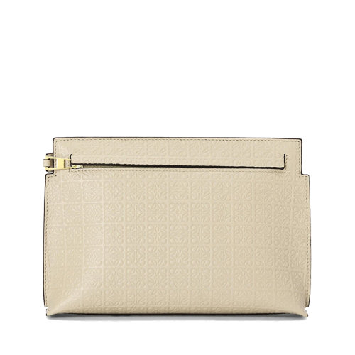LOEWE/羅意威 22春夏新款Repeat T系列 女士迷你淺燕麥色徽標(biāo)壓紋小牛皮拉鏈?zhǔn)帜冒?010642379