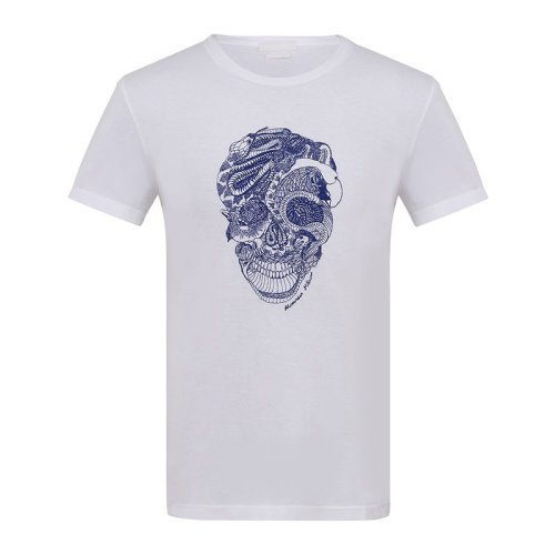 Alexander McQueen/亞歷山大麥昆  純棉印花圓領(lǐng)男士短袖T恤