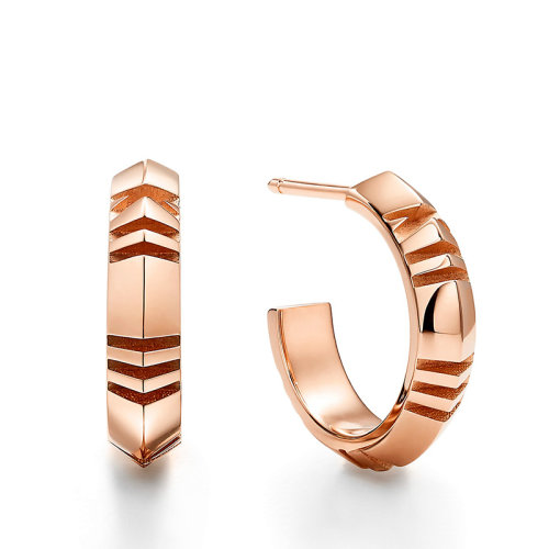 Tiffany & Co./蒂芙尼  Atlas X系列 小號(hào)18K金玫瑰金羅馬數(shù)字耳環(huán)67786238