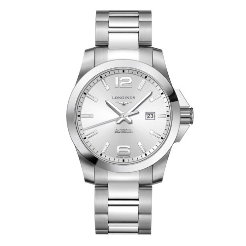 LONGINES/浪琴  康卡斯系列 自動機械表銀盤精鋼表殼鋼鏈男表43毫米L3.778.4.76.6