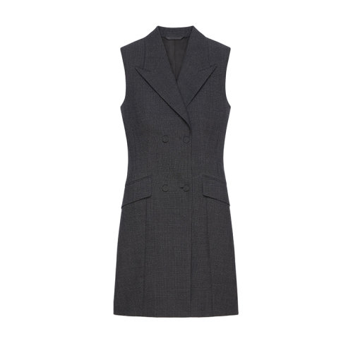 Givenchy/紀梵希 22年秋冬新款 女士麻灰色純羊毛無袖西裝連衣裙BW21F914HW-067