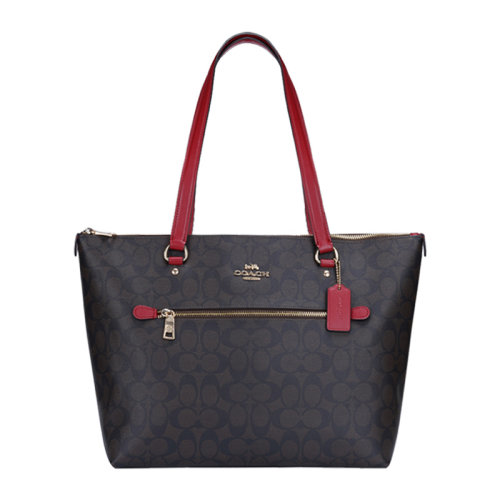 COACH/蔻馳 【奧萊款】女士PVC配皮經(jīng)典雙C字母徽標(biāo)印花大號手提包單肩包通勤包托特包女包 F79609 多色可選