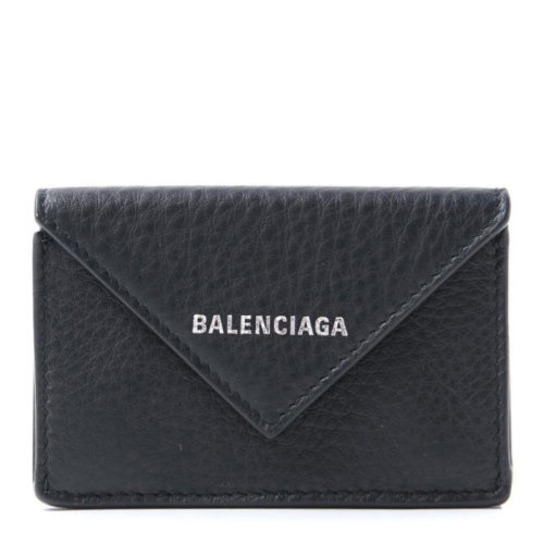 Balenciaga/巴黎世家 女士黑色紋理小牛皮經(jīng)典字母徽標裝飾按扣開合錢夾錢包卡包女包 391446-DLQ0N-1000