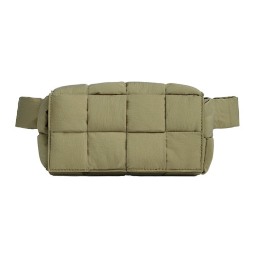 Bottega Veneta/葆蝶家 22新款 男士迷你橄欖綠尼龍翻蓋磁扣開合腰包679763VBO802919
