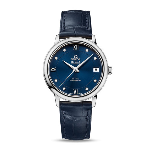 OMEGA/歐米茄 碟飛系列 典雅 同軸腕表 鉆石刻度 精鋼表殼 皮表帶 自動機械 女士腕表 424.13.33.20.53.001