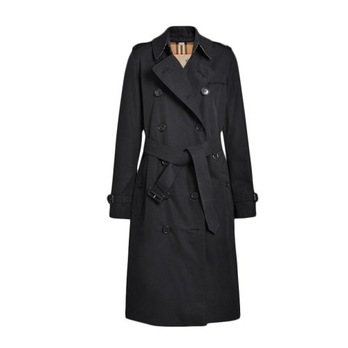 BURBERRY/博柏利  女裝 服飾 肯辛頓版型 棉質(zhì)雙排扣束腰修身長(zhǎng)款 女士大衣外套