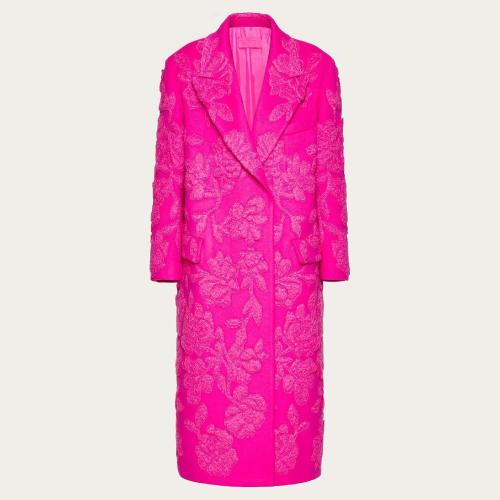  VALENTINO華倫天奴 22年秋冬 女士 大衣 MANTEAU EN COMPACT DRAP a BRODERIE FLORALE 1B0CA6C