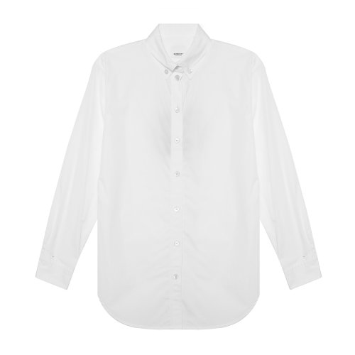 純棉翻領(lǐng)白色女士長袖襯衫 BURBERRY/博柏利 巴寶莉 女裝 女士襯衫 瑕疵特賣（陳列痕跡，不影響使用）