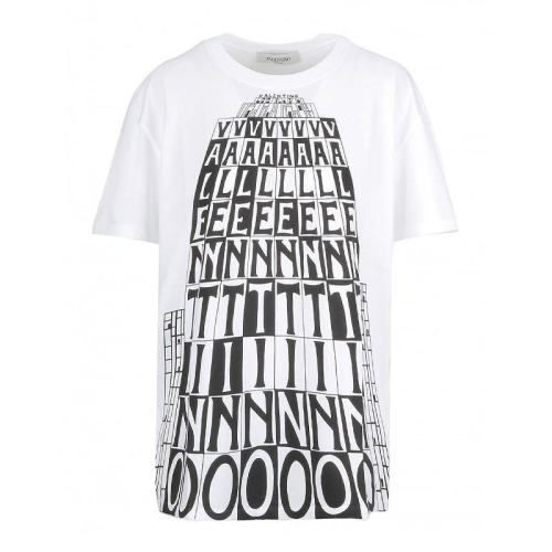 Valentino/華倫天奴  女裝 時(shí)尚百搭 女士白色棉質(zhì)短袖T恤 RB3MG00RNMS 0BO