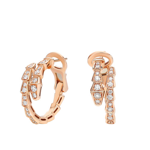 BVLGARI/寶格麗 SERPENTI VIPER系列 18k金玫瑰金密釘鉆石耳環(huán)358361