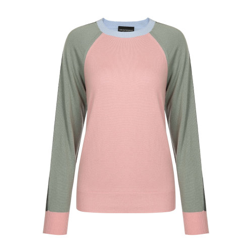 Emporio Armani/安普里奧阿瑪尼 粉色/灰色 女士插肩圓領羊絨衫 6G2MT3-2M19Z-0312