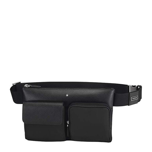 MontBlanc/萬寶龍 男士黑色皮革時(shí)尚腰包單肩包斜挎包男包 116799