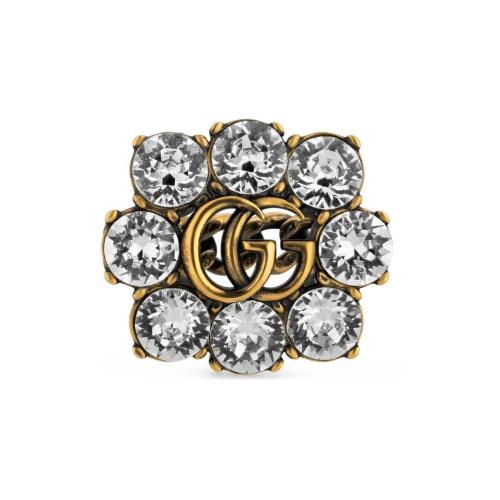  GUCCI古馳 22年秋冬 女士 水晶雙G戒指 645686 J1D50 8062