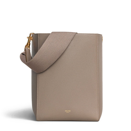 CELINE/賽琳 經(jīng)典款Sangle 女士小號墨綠色粒面小牛皮單肩手提水桶包189303AH4.31AN