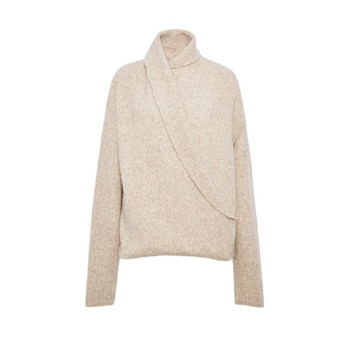 SHOKAY/繡嘉 冬日御寒保暖柔暖收獲福祉藏襟套衫女士針織衫/毛衣