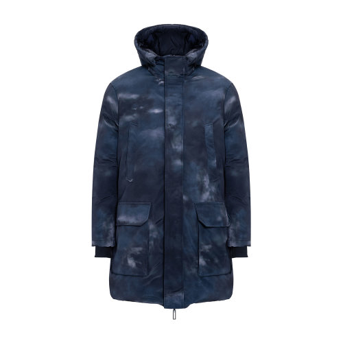 Emporio Armani 男士 幻彩藍色 中長款防風羽絨服  6H1L92-1NLPZ-F950