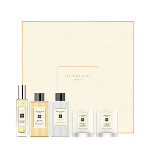 JO MALONE/祖瑪瓏2021年圣誕限量套裝5件套 沐浴露100ml+身體乳100ml+香水30ml+旅行裝香氛蠟燭x2