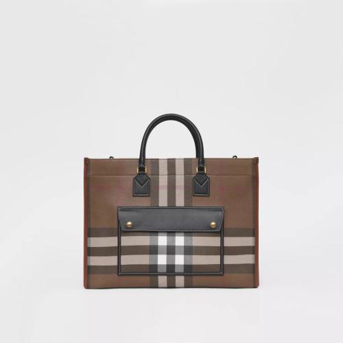  BURBERRY 22年秋冬 女士 Freya 中號格紋拼皮革芙蕾雅包 80523311