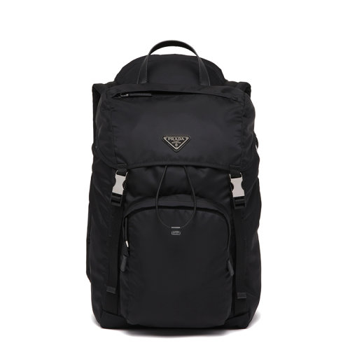 PRADA/普拉達      男士黑色尼龍皮革帶兜帽雙肩背包2VZ135_2DMG_F0002_V_HCL