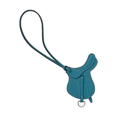 HERMES/愛馬仕 女士加利西亞藍(lán)色小牛皮馬鞍包包配件H075351CAS7