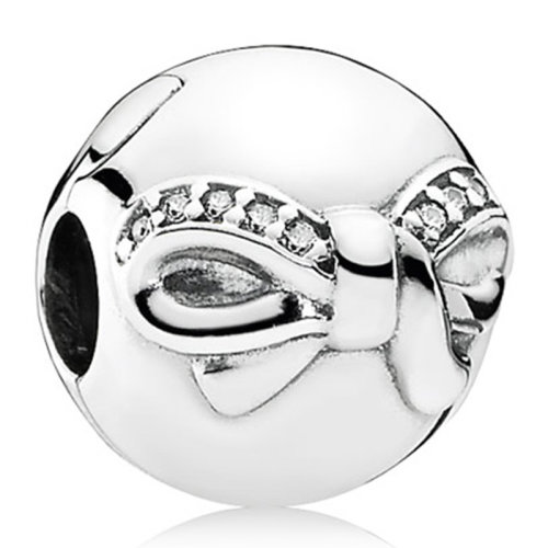 PANDORA/潘多拉 女士銀色925銀鋯石蝴蝶結(jié)固定扣791777CZ