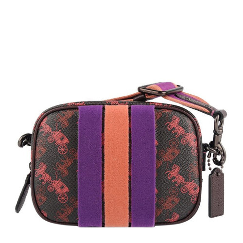 COACH/蔻馳  【奧萊款】女士黑色拼接紅色涂層帆布配皮挎包 79368V5C1A