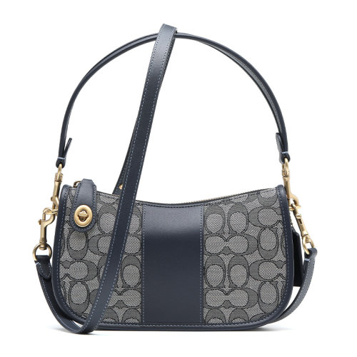 COACH/蔻馳21新品Originals系列經(jīng)典提花織物SWINGER手袋牛皮革女士手提單肩包C0721