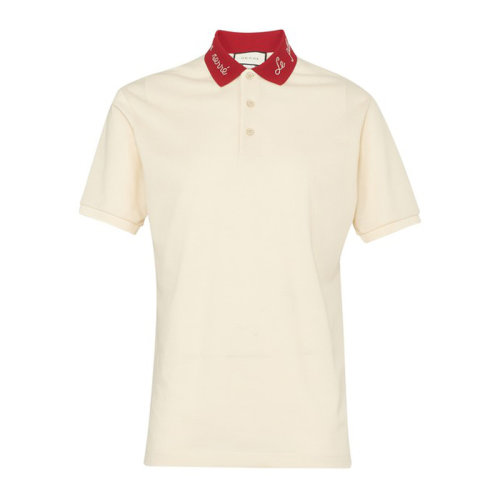 GUCCI 古馳  男裝 服飾 藍色翻領(lǐng)刺繡休閑 男士短PoloT恤