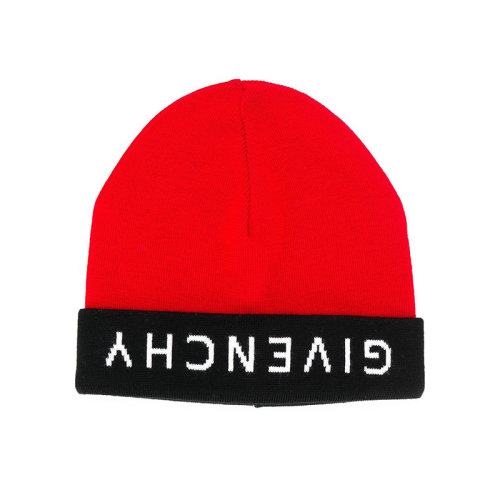 Givenchy/紀梵希  男女同款紅色羊毛時尚百搭品牌標識套頭帽針織帽帽子   $GVCAPPU1589-001
