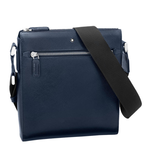 Mont Blanc/萬寶龍男士藍(lán)色皮革斜挎包斜挎包郵差包男包 126745