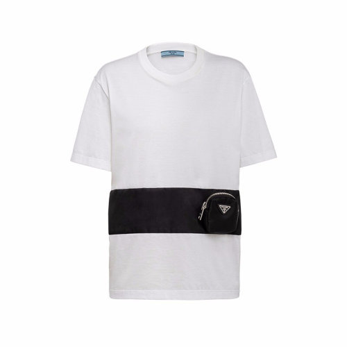 PRADA/普拉達(dá)  女裝女士白色棉質(zhì)時(shí)尚百搭帶小包短袖T恤  135684-1XBH-F0964