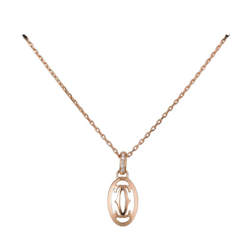 CARTIER/卡地亞 Double C de Cartier 玫瑰金鑲嵌鉆石卡地亞徽標項鏈B7219200