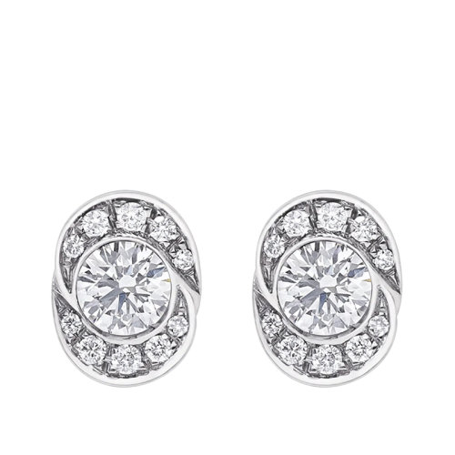 BVLGARI/寶格麗 經(jīng)典INCONTRO D’AMORE系列 18K金白金鑲嵌鉆石耳釘355250