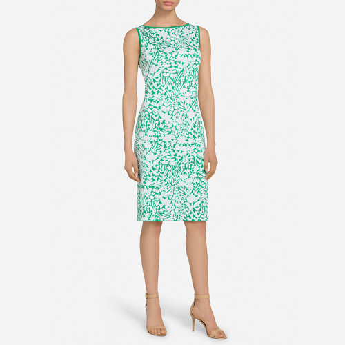 St.John/盛薔綠色花卉提花女士連衣裙K1100N1