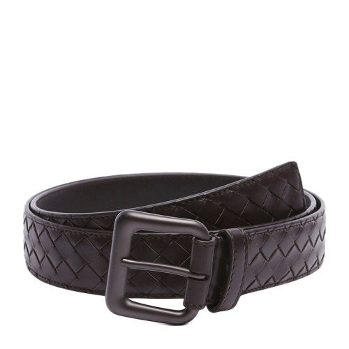 Bottega Veneta/葆蝶家 BV 男士牛皮編織針扣腰帶深棕色商務(wù)休閑針扣式男款皮帶 271932-V4650-2040