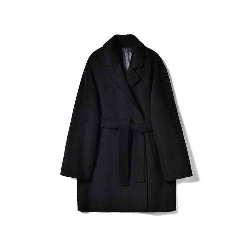 GeleiStory/GeleiStory 歐美羊絨羊毛大衣2022年秋冬新款經(jīng)典休閑中長款系帶百搭A(yù)字型毛呢外套女士大衣