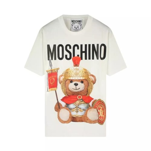 MOSCHINO/莫斯奇諾  女裝 小熊圖案LOGO 女士白色棉質(zhì)經(jīng)典時尚圓領(lǐng)春夏短袖T恤 EV070355401002