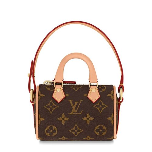 LV 路易威登 SPEEDY MONOGRAM系列 女士棕色老花圖案拉鏈開(kāi)合皮革手柄拆卸迷你包袋手提肩背包M00544