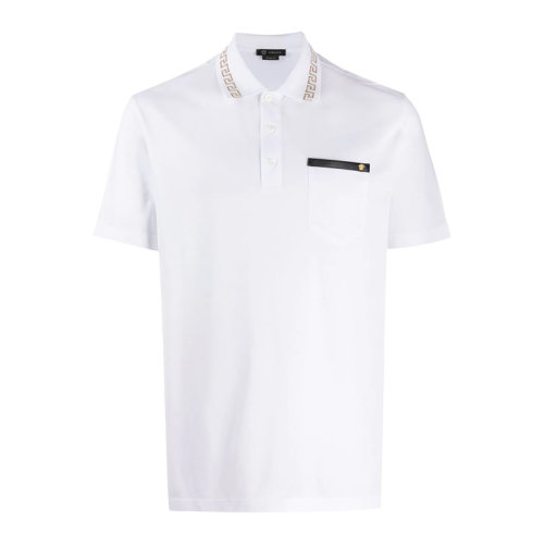 VERSACE/范思哲 男士白色棉質(zhì)翻領(lǐng)上衣短袖T恤POLO衫 A80483-A223004-A93A