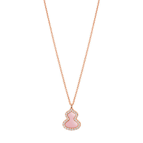 QEELIN/麒麟珠寶 22新款Wulu系列 18K金玫瑰金鑲嵌鉆石飾邊粉紅蛋白石葫蘆項鏈WU-NL0006E-RGDPO