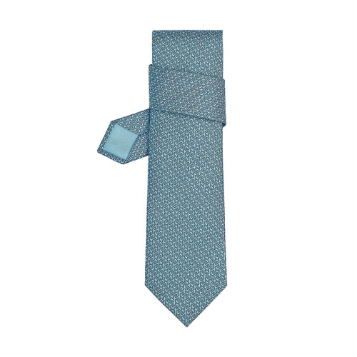 HERMES/愛馬仕 男士天空色和航空藍(lán)真絲斜紋領(lǐng)帶H606234T08