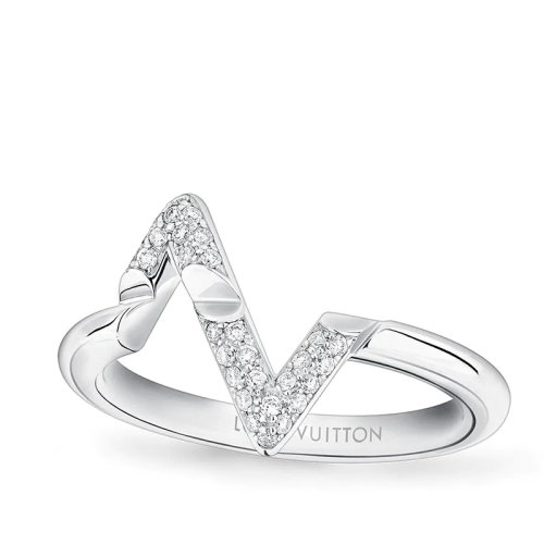 Louis Vuitton/路易威登 22春夏新款Volt系列 18K金白金徽標(biāo)字母組合造型鑲嵌鉆石戒指Q9Q31D