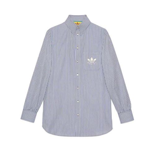  GUCCI古馳 22年秋冬 男士 adidas x Gucci聯(lián)名系列條紋棉質(zhì)Polo衫 691519 ZAJPR 4932
