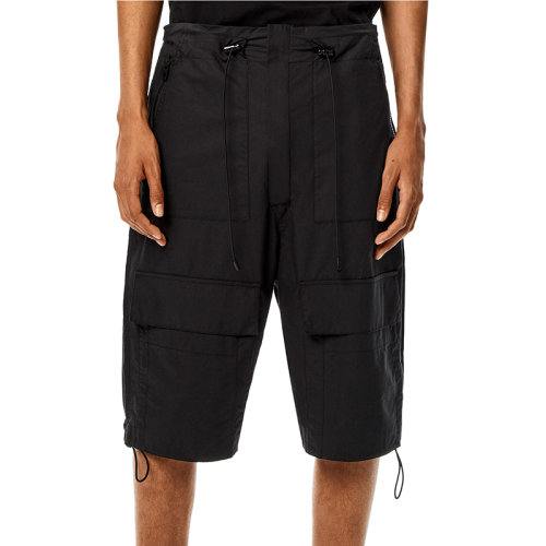 LOEWE/羅意威 22年秋冬新款 男士黑色純棉粗布工裝百慕大短褲H664Y04W17-1100