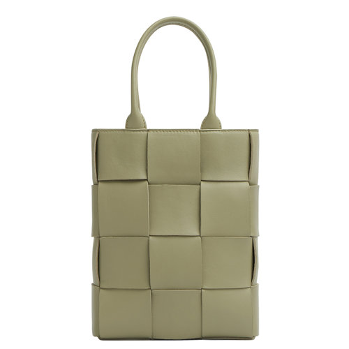 Bottega Veneta/葆蝶家 22新款Cassette系列 女士洞石綠色I(xiàn)ntreccio羊皮革編織單肩手提包709341VMAY12916