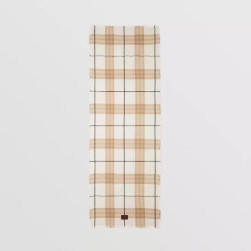  BURBERRY 22年秋冬 女士 大號格紋羊絨圍巾 80576351