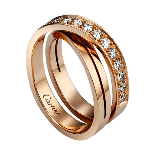 CARTIER/卡地亞 ETINCELLE系列 18K金玫瑰金鑲嵌17顆明亮式切割鉆石 結(jié)婚求婚訂婚戒指B4095700