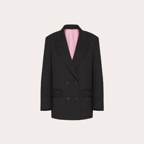  VALENTINO華倫天奴 22年春夏 女士 西服外套 BLAZER EN TECHNO TOILE VB0CE2A56DP0NO 預(yù)定商品1-3周發(fā)貨